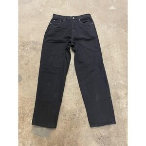 Bill Blass Jeans Womens 4 Short Black Dark Wash Easy Fit Straight Leg Denim